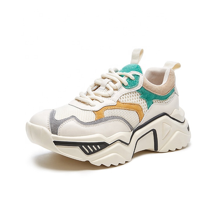 China Brand Customized High Quality Lace-up Mesh Breathable Walking Sport Shoes Clunky Shoes Girls